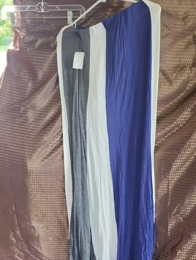 Colorblock Maxi Skirt in Blue, White & Gray